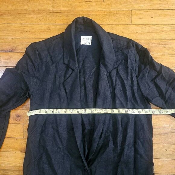 First Rite Linen Black Cardigan Pockets Button Front - Picture 6 of 10
